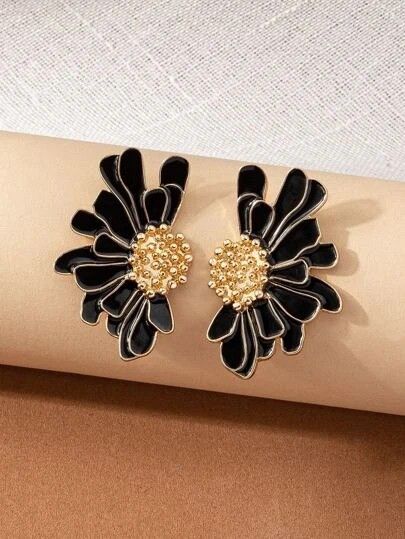 ARETES - FLORES VINTAGE, NEGRO