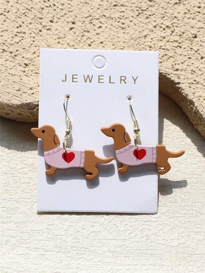 ARETES PERRITOS SALCHICHA ROSA
