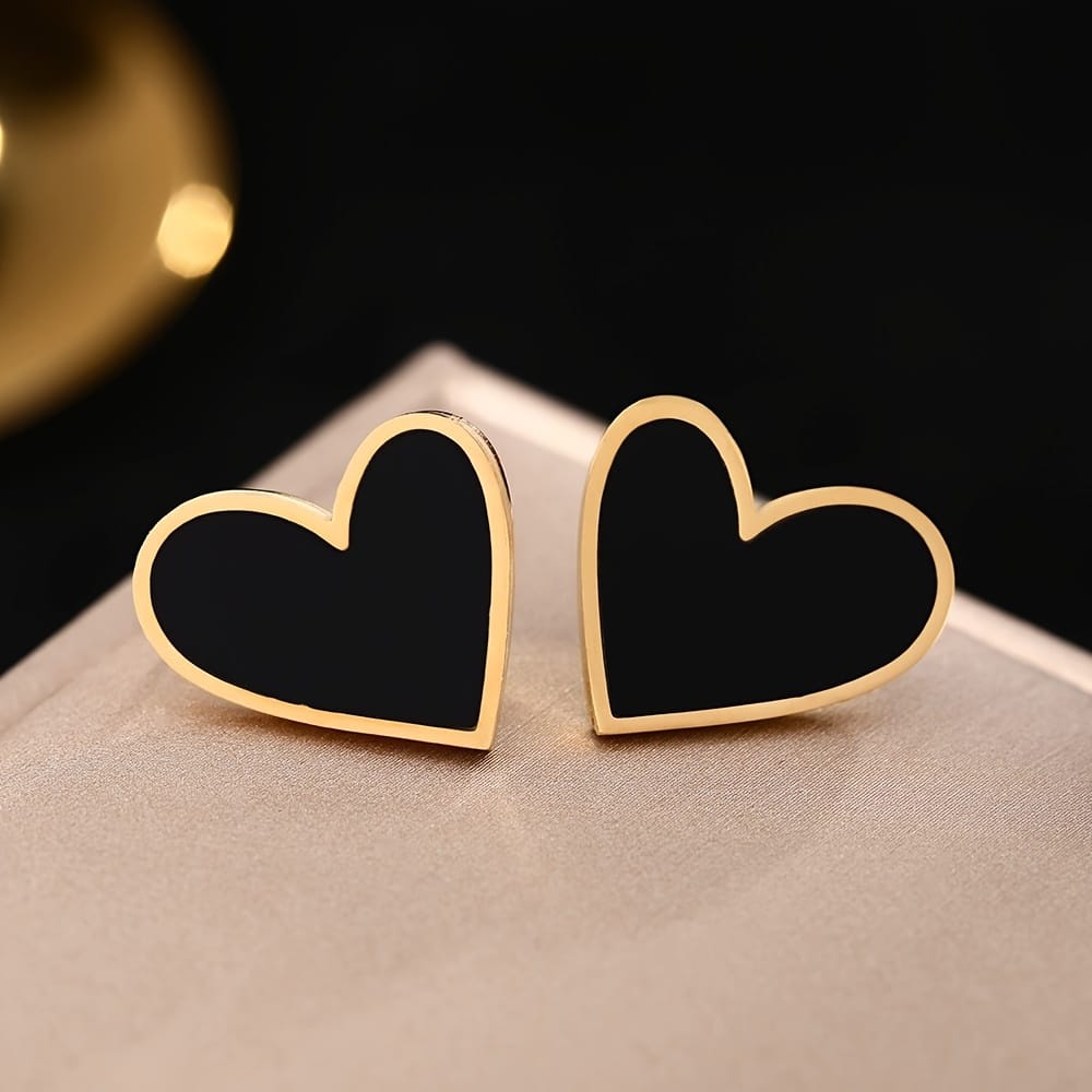 ARETES - CORAZON NEGRO GOLDEN